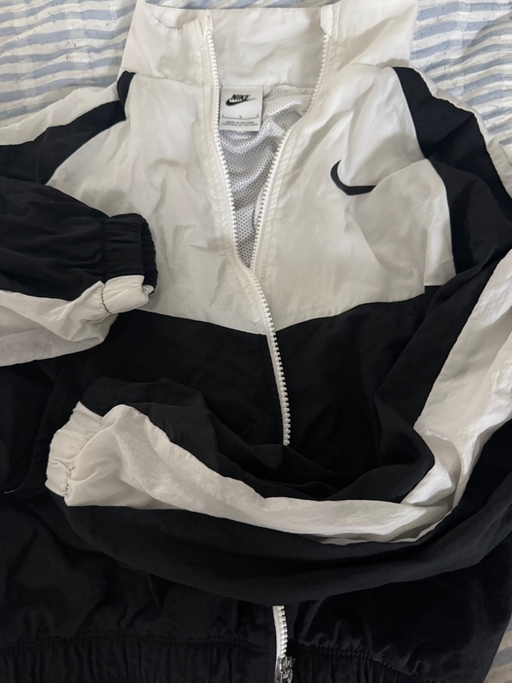 Nike Women’s Black and White Colorblock Bomber Jacket